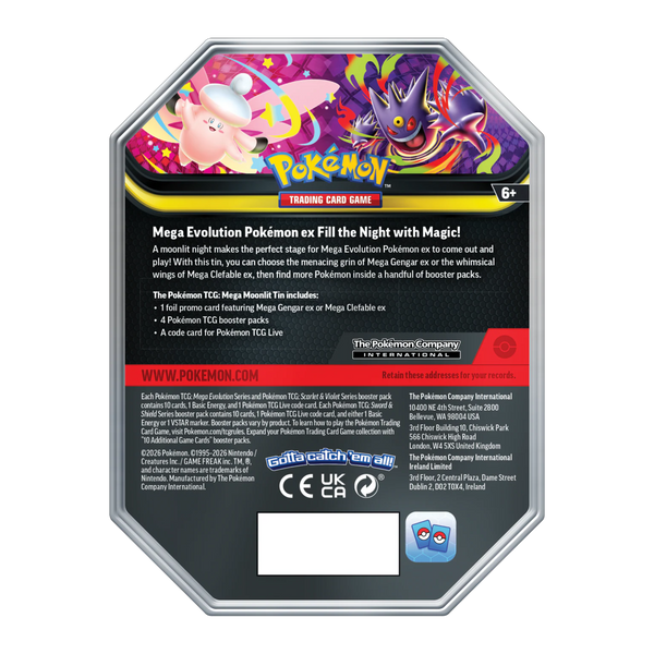 Back Mega Clefable y Mega Gengar 2026 Tin | 4 Sobres | POKÉMON | Inglés