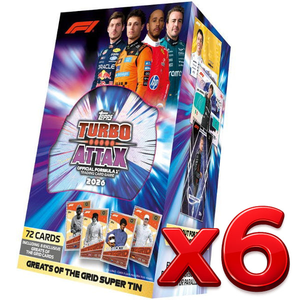 Case sellado Topps Turbo Attax Formula 1 | Super Tin 2026 | Greats of the Grid